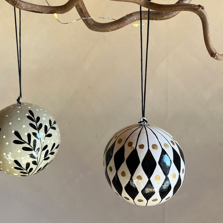 Handpainted Harlequin Paper Bauble