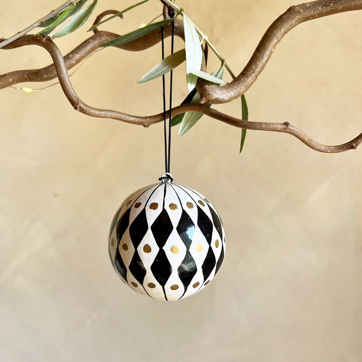 Handpainted Harlequin Paper Bauble