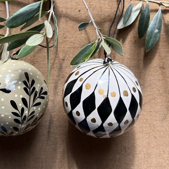 Handpainted Harlequin Paper Bauble