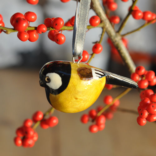 Hand carved Painted Bird | Tall Tit