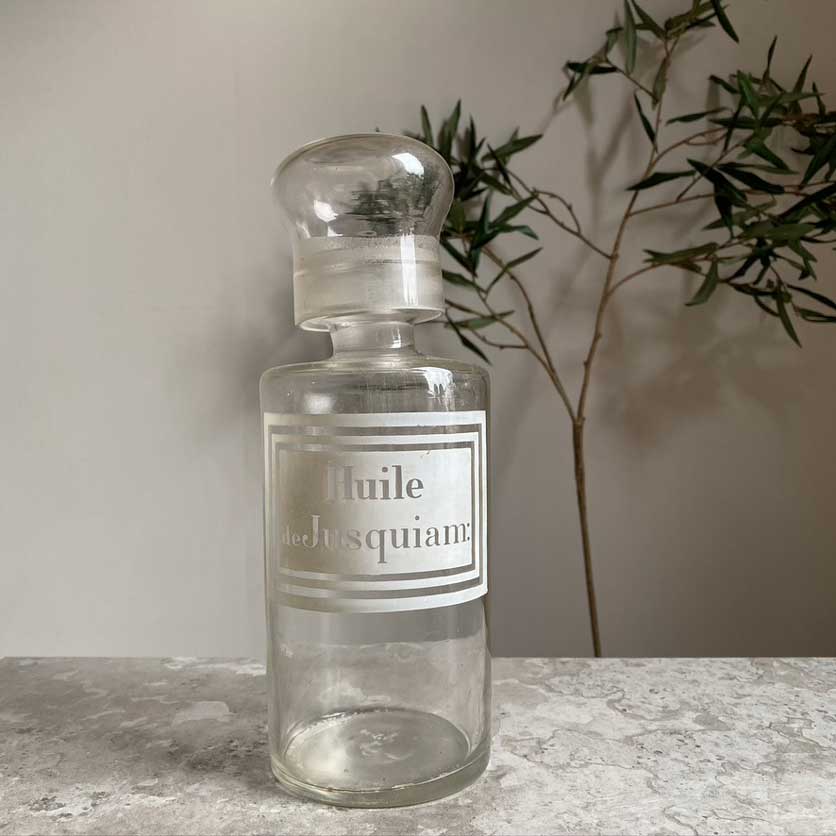 Antique Apothecary Bottle | Huile Jusquiam