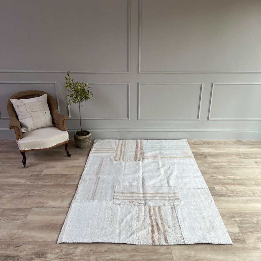 Vintage linen patchwork area rug collection