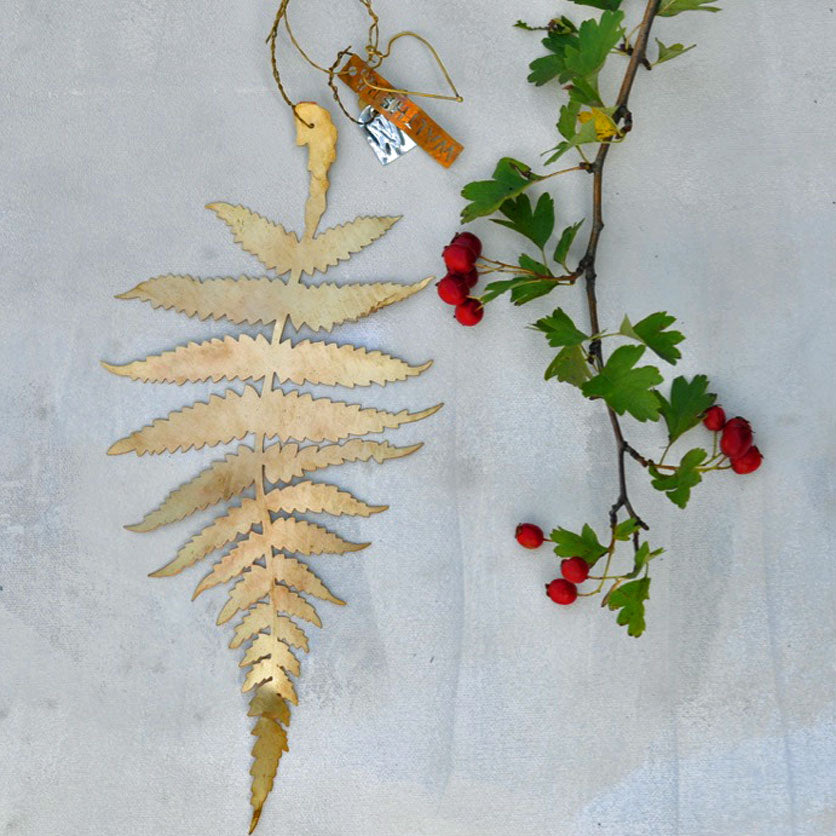 Large fern Christmas decoration | Gold or Silver | Walther & Co These delicate fern decorations are perfect tree decorations as they shimmer when the light reflects off of them