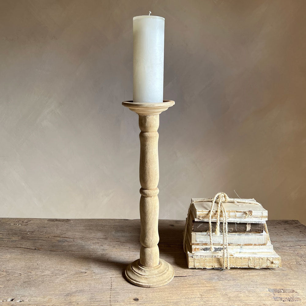 Vintage wooden candle holder L | 42-48cm
