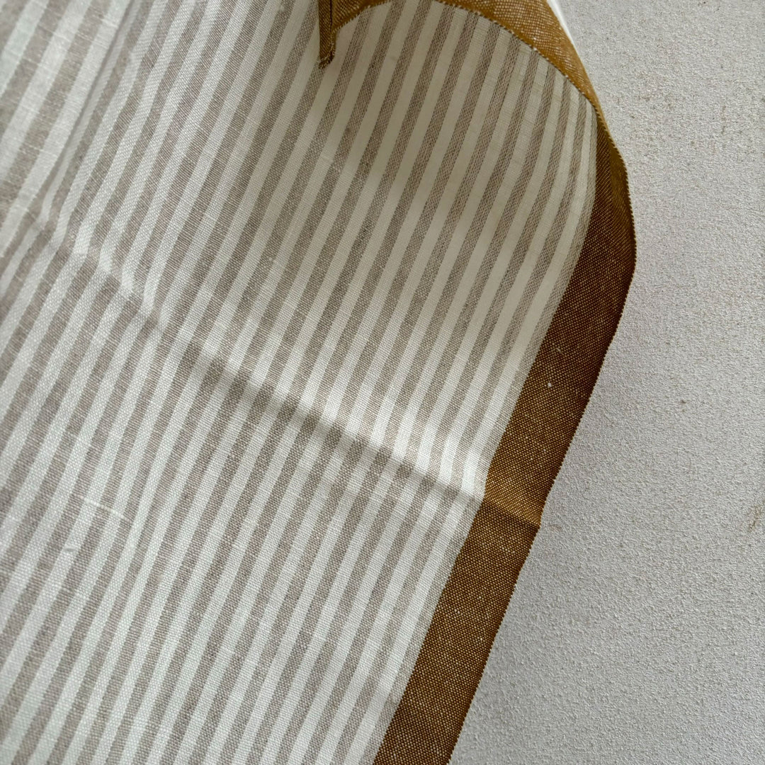 Neutral stripe tea towel detail