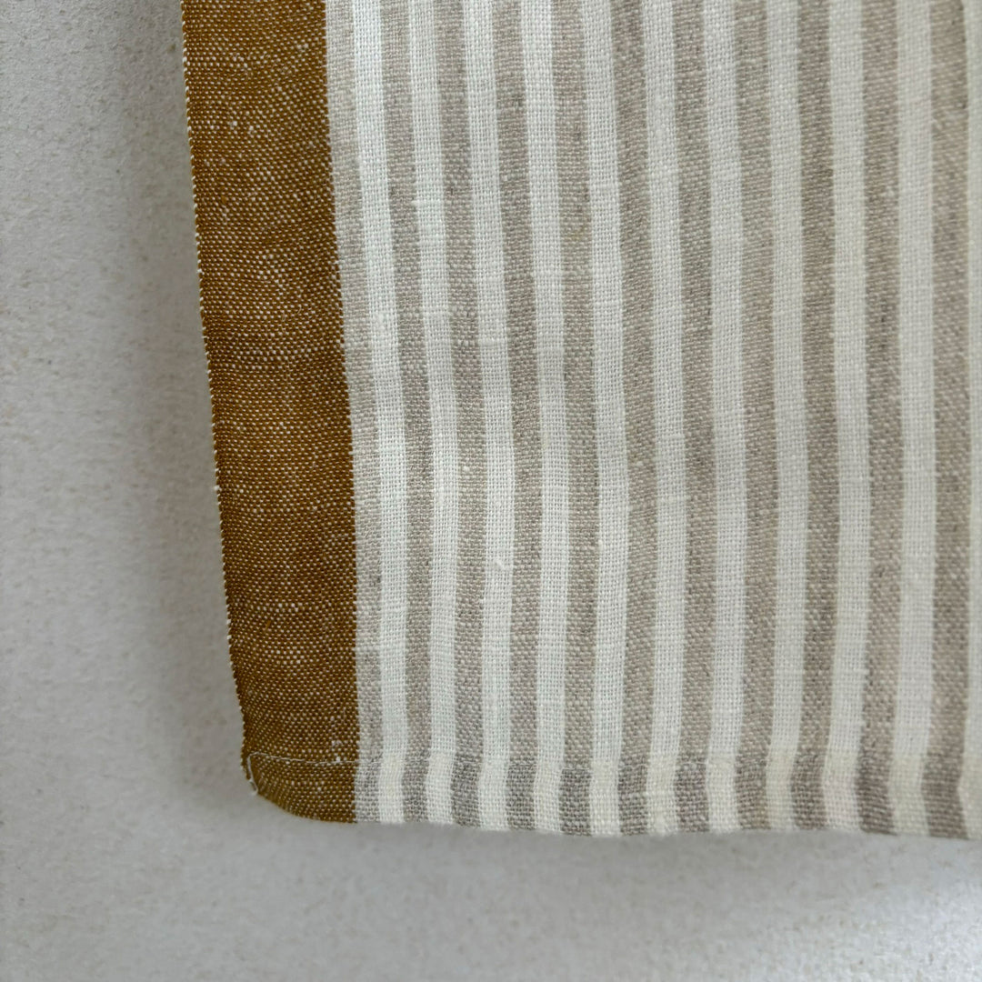 Neutral stripe tea towel detail