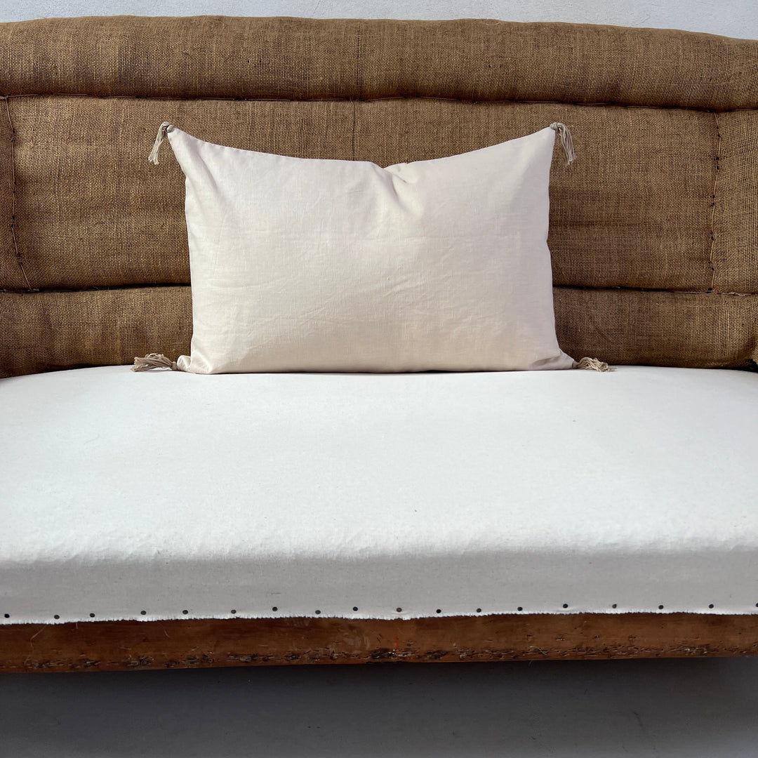 linen cushion with tassels neutral
