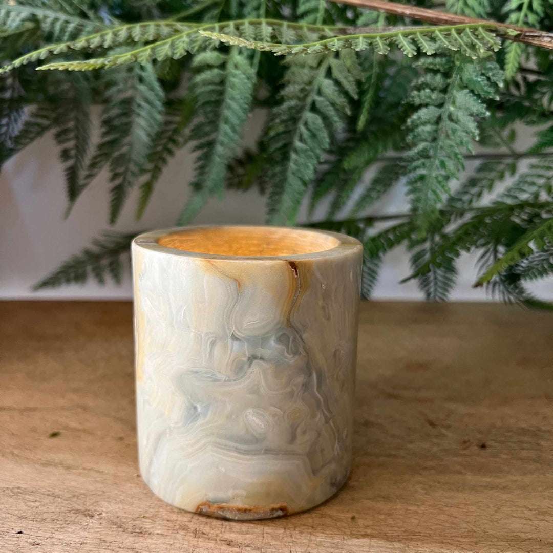 Natural onyx candle holder