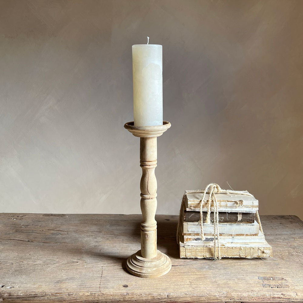 Vintage wooden candle holder M | 32-37cm