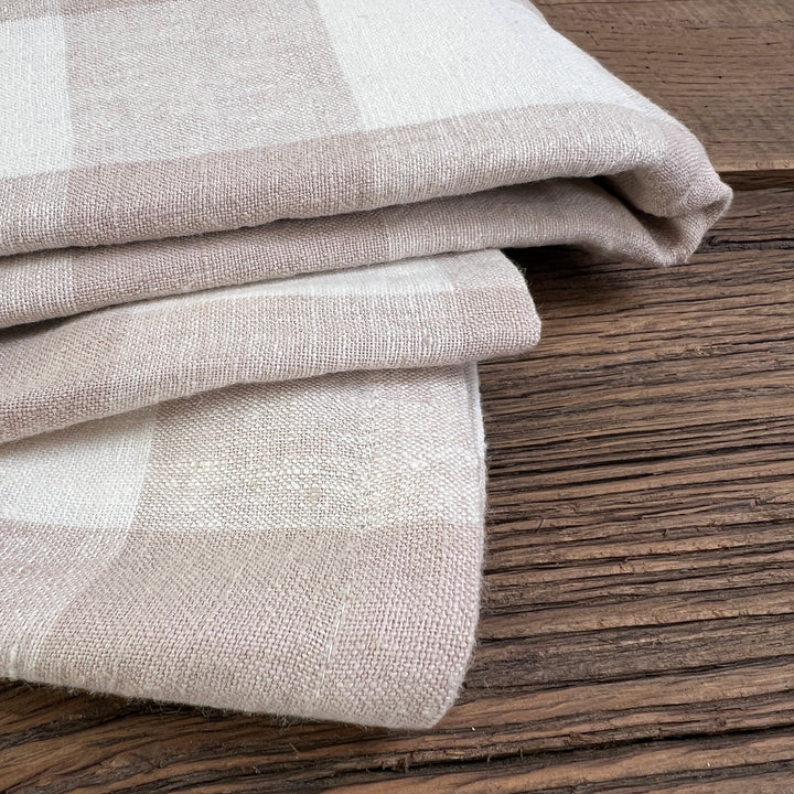 neutral checked linen table cloth1