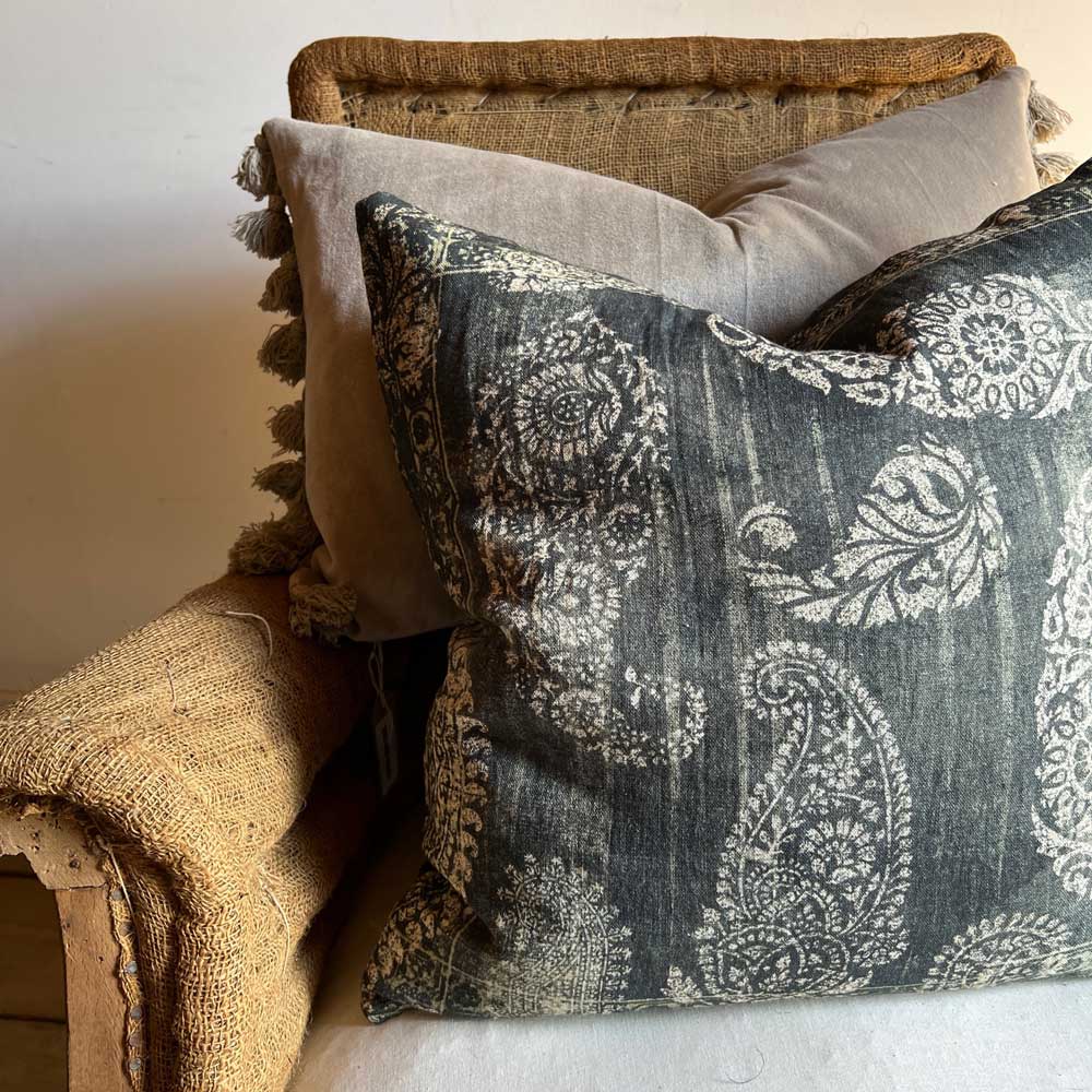 Linen Cushion Paisley Print