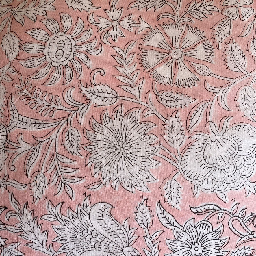 Floral Cotton Cushion Tassels | Pink