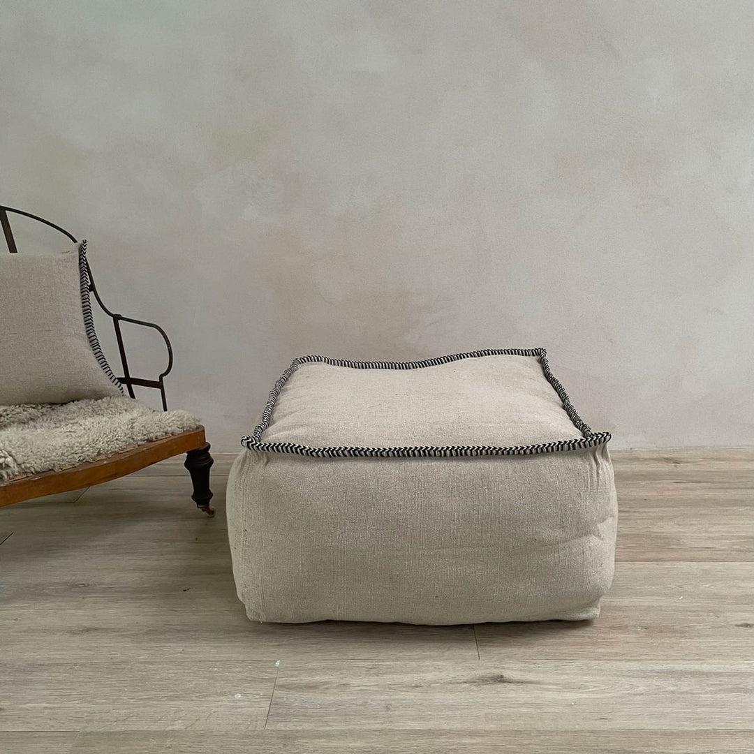 Neutral hand woven pouf | Afghanistan Collective
