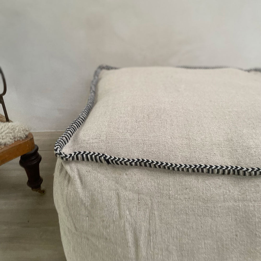Neutral hand woven pouf | Afghanistan Collective