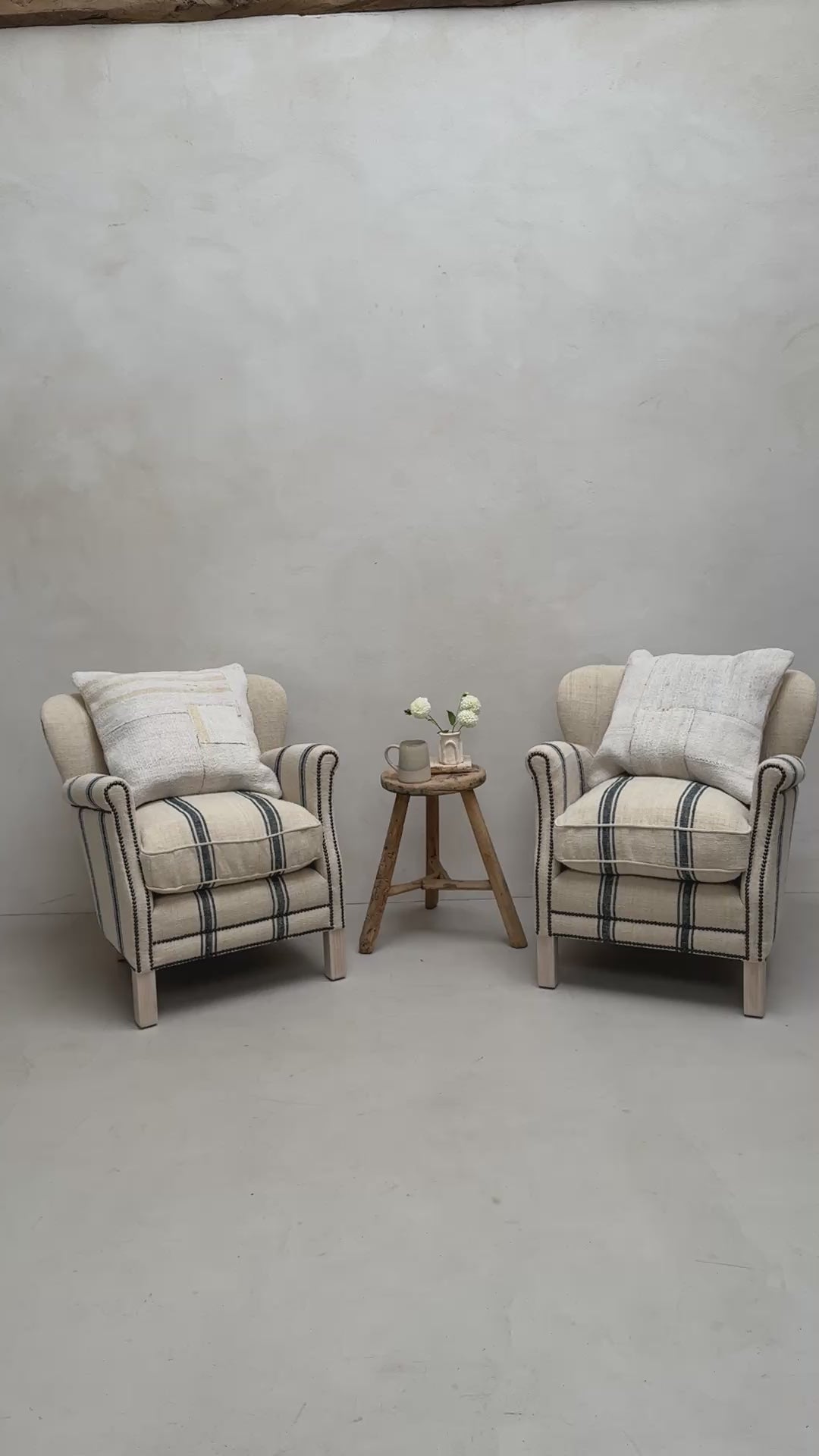 French Grain Sack Linen Armchair No:2