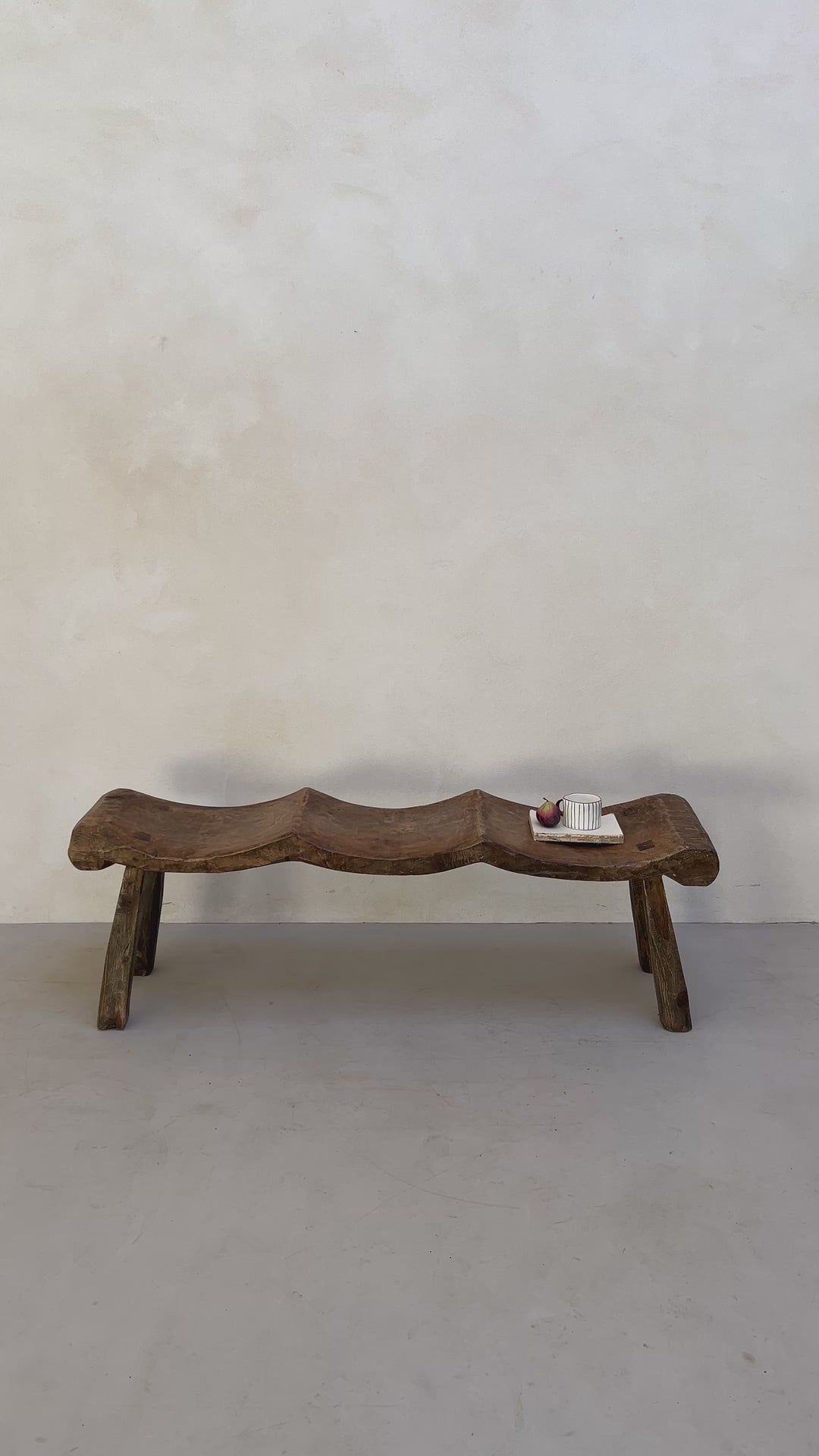 Antique Handcarved Curved Bench | Three seats