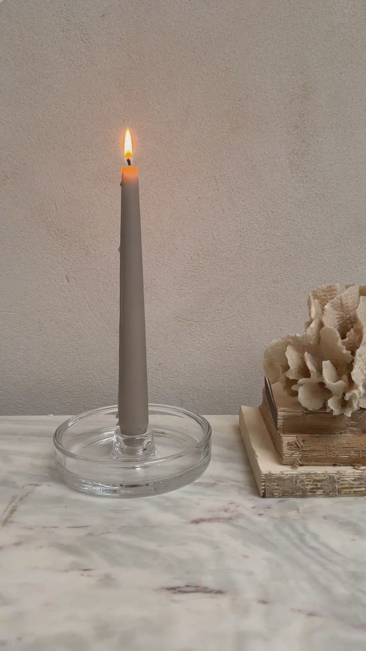 Glass storm lantern for dinner candle