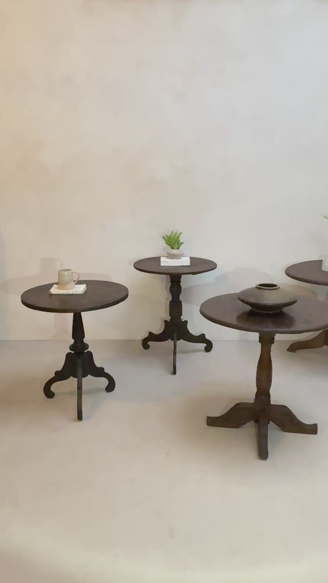 Antique Pedestal Round Side Tables