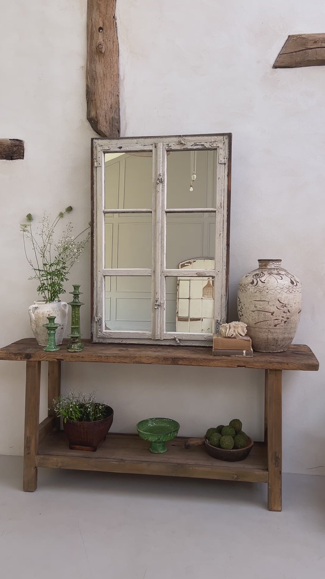 Reclaimed timber window mirror Candace