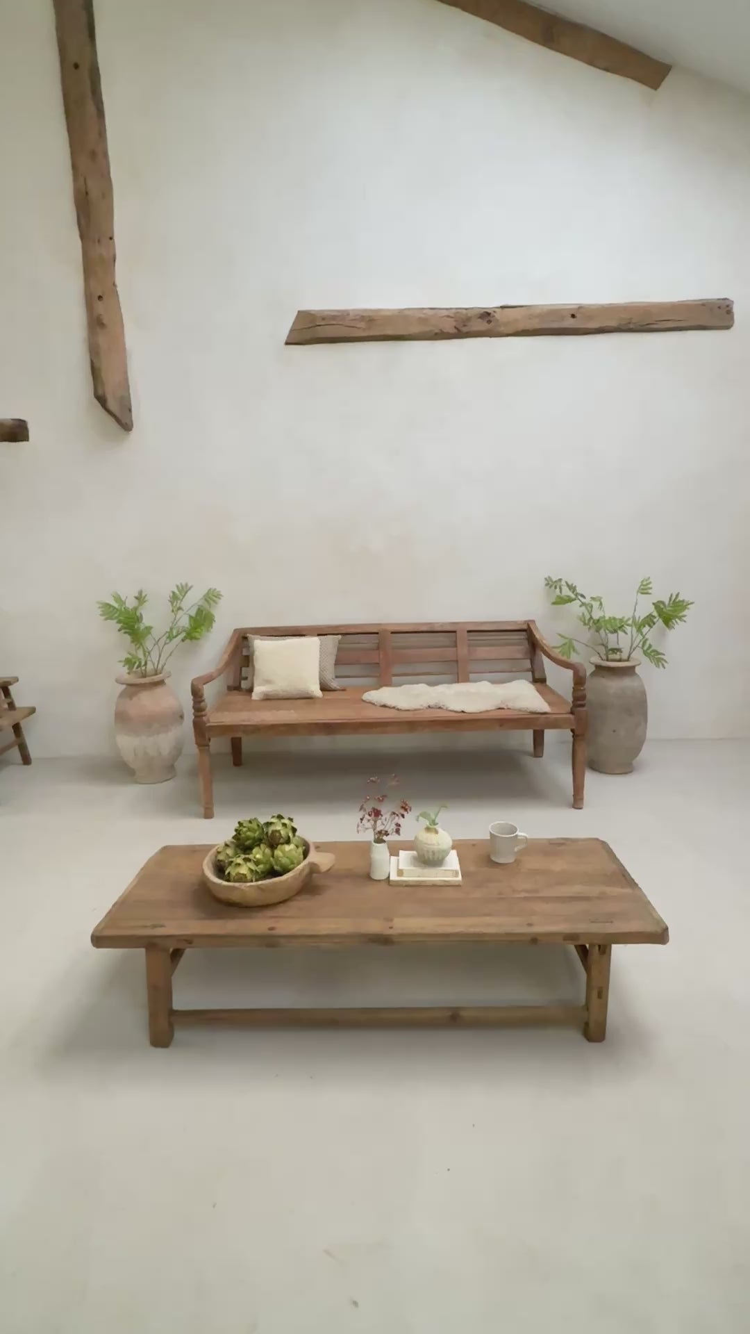 Large antique hand carved wooden Daybed Bench | Sebastian