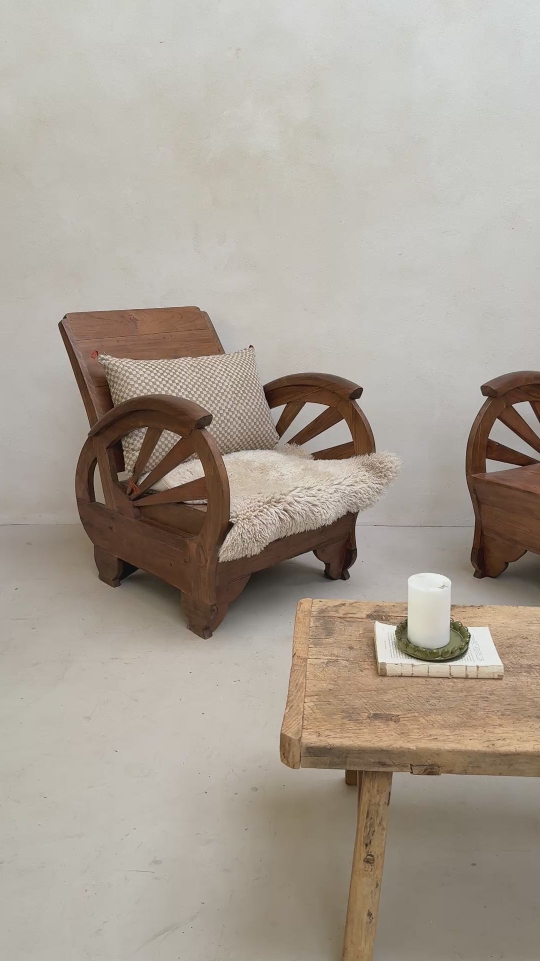 Antique Art Deco Wooden Armchair