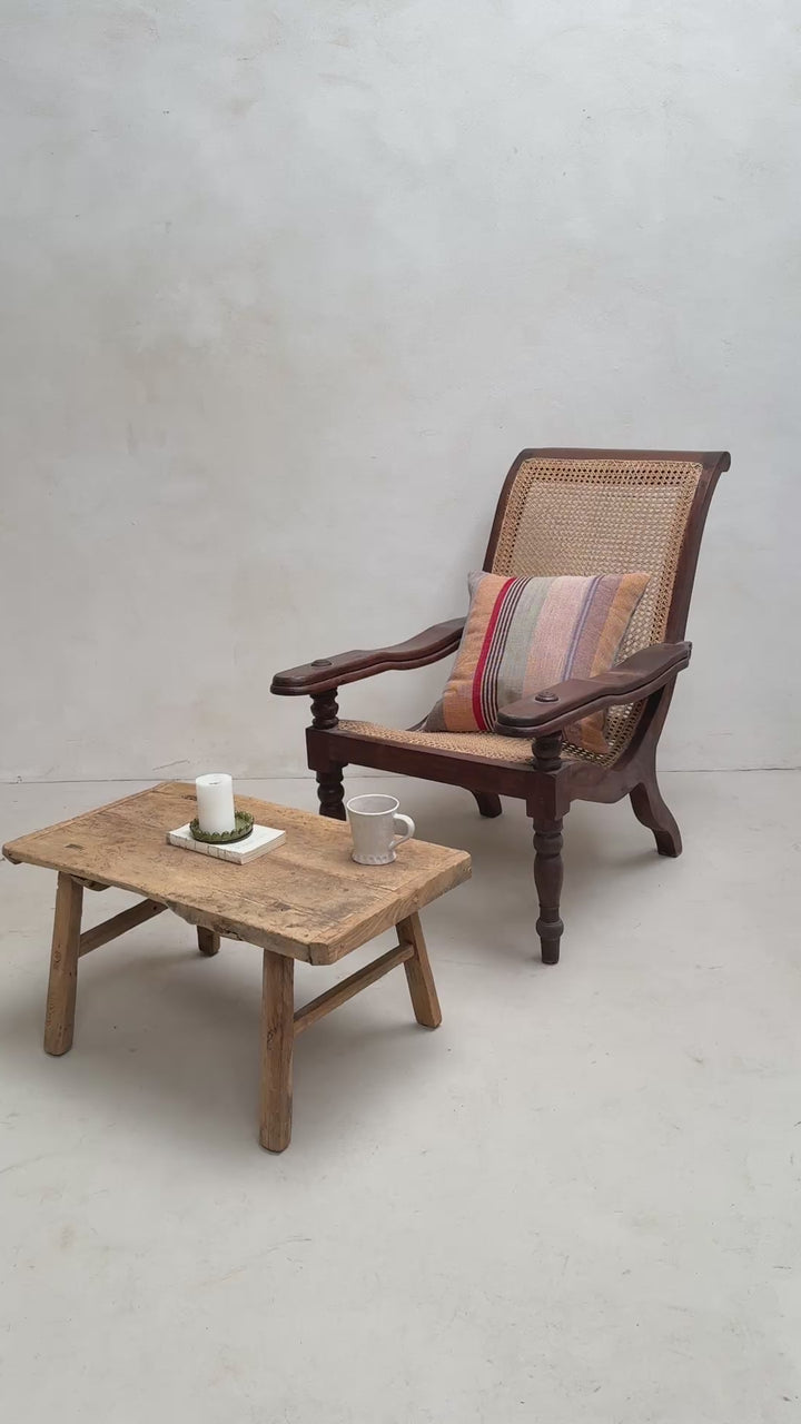 Antique Colonial Cane Campaign Chair Edward