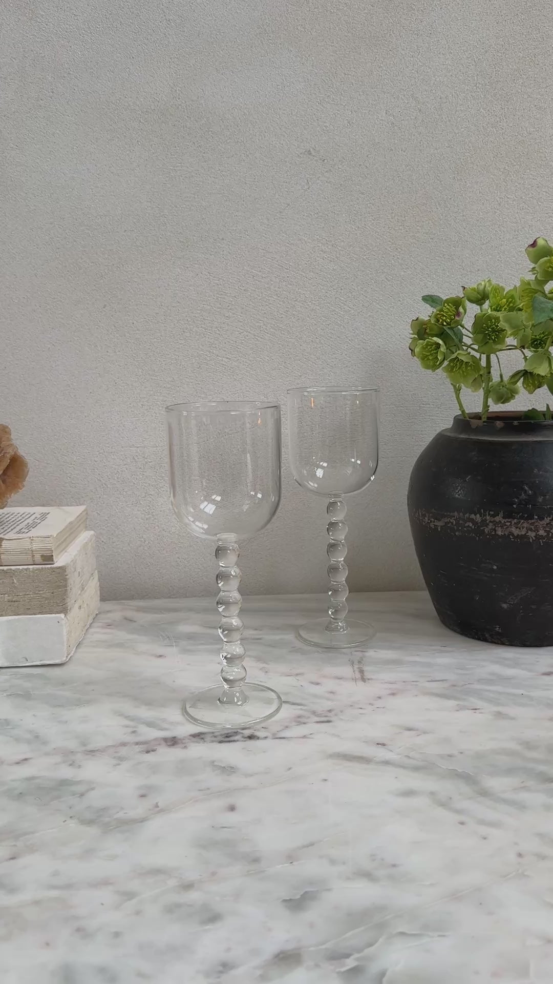 Crystaline bobble stem wine glass