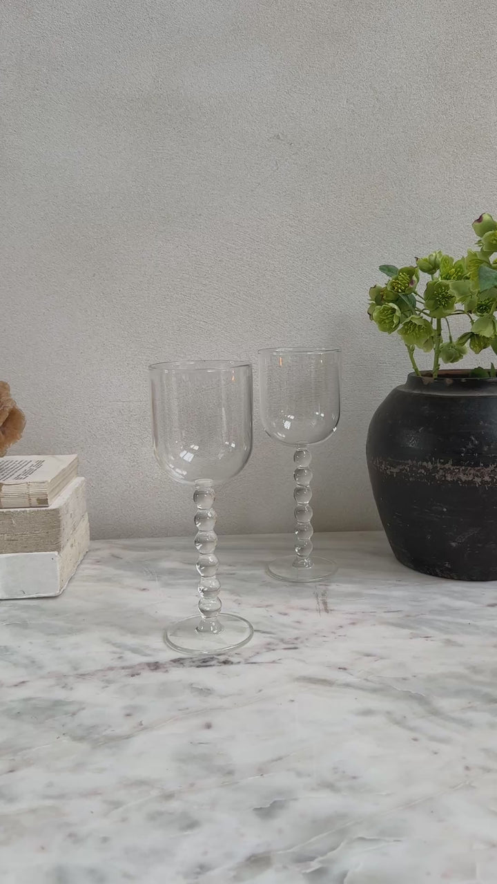 Crystaline bobble stem wine glass