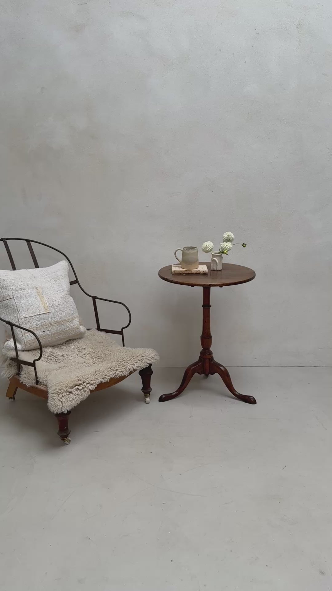 Antique Victorian Round Elm Table