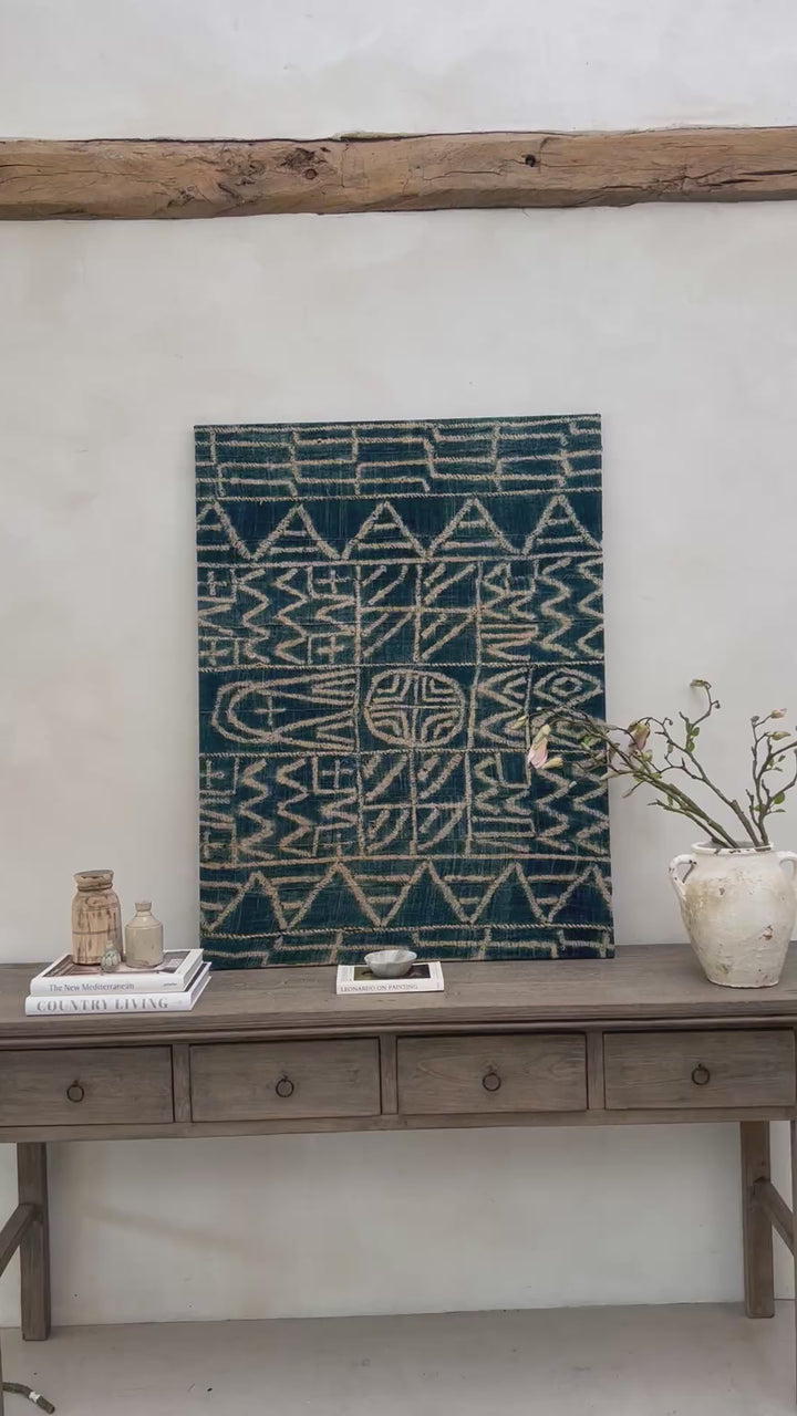 Antique Tribal Indigo Textile Artwork | 120 X 90