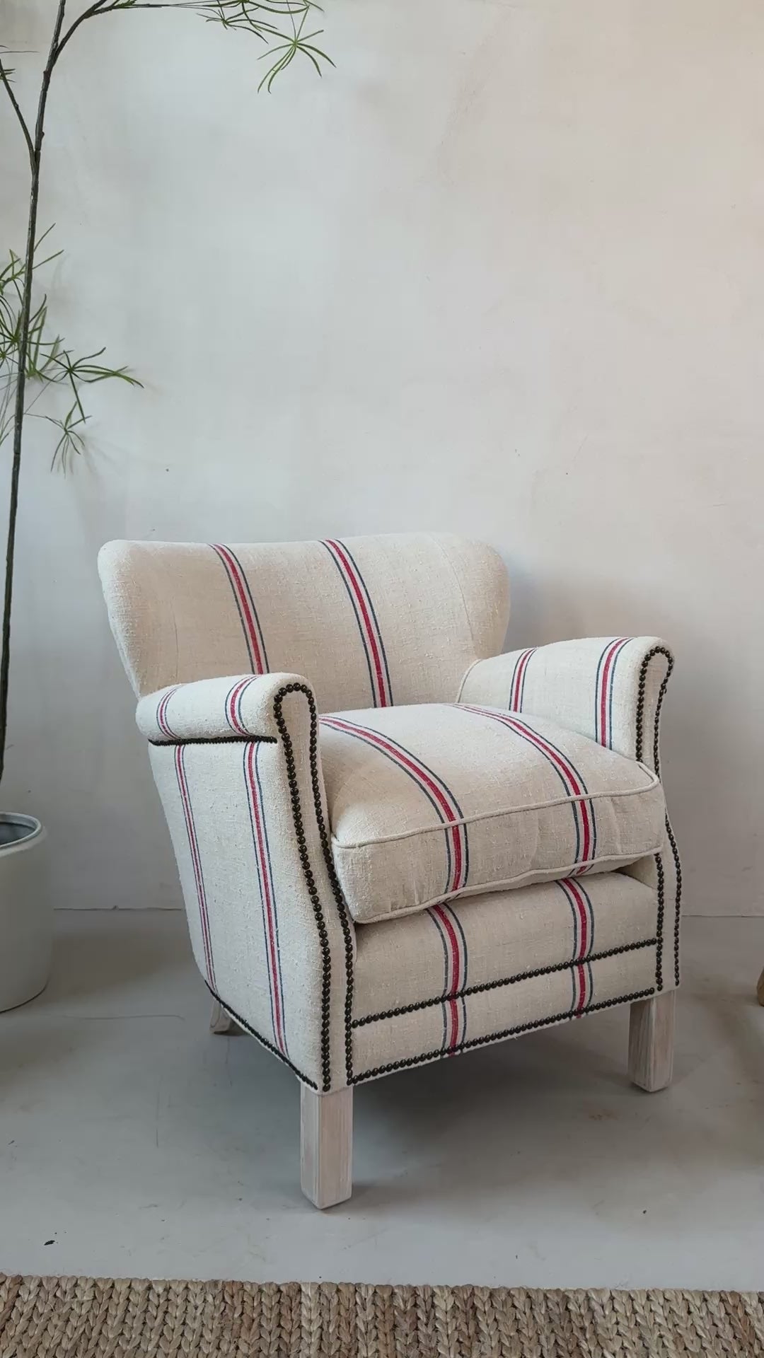 French Grain Sack Linen Armchair No: 5