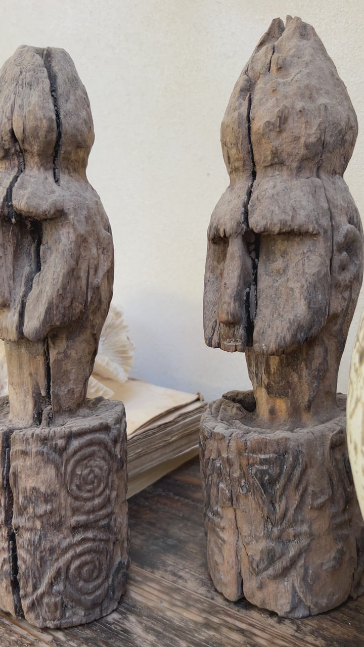 Antique primitive hand carved wooden statue | Eka