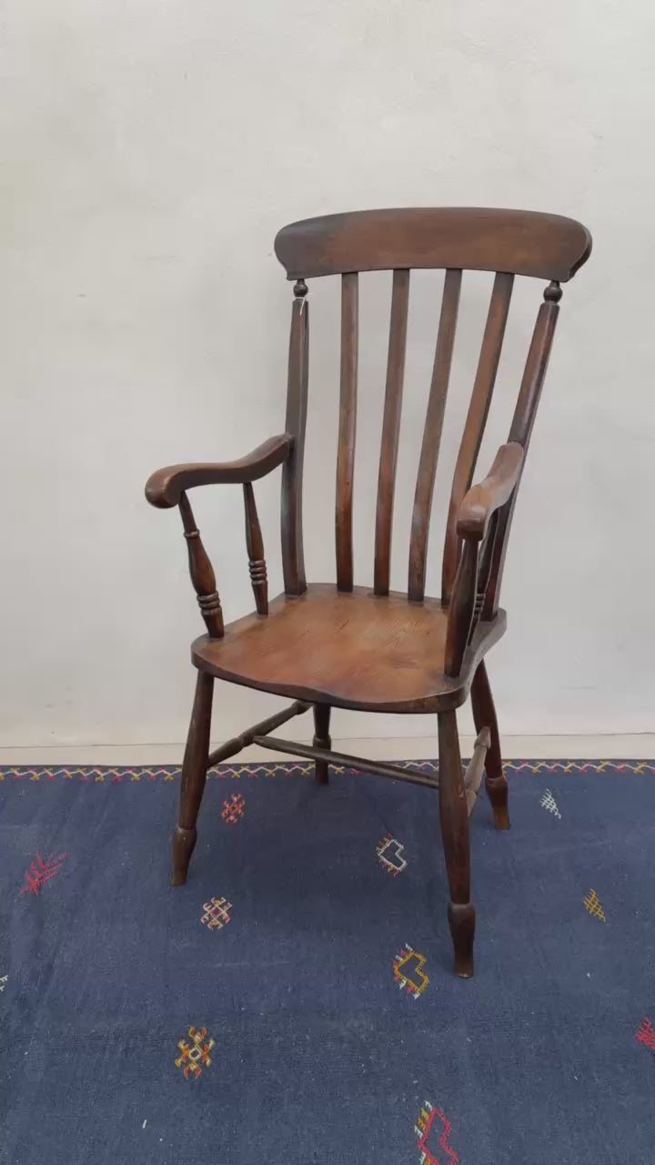 Video showcasing the Antique Victorian Elm Windsor Chair Harry from multiple angles.