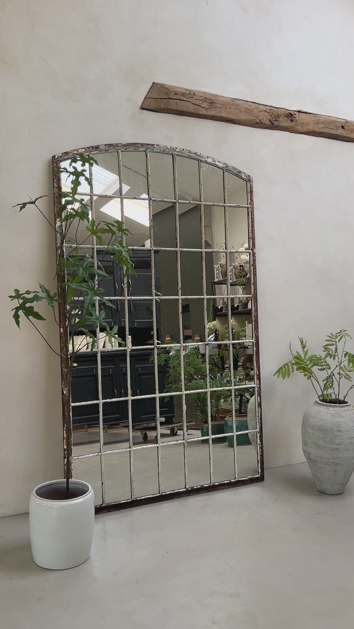 Vintage arched Factory window mirror Boaz