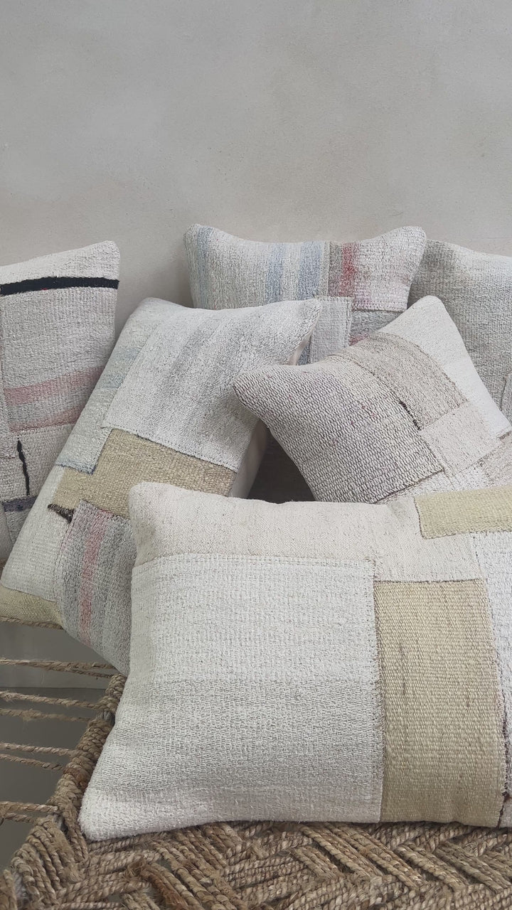 Vintage patchwork hemp cushion 60x40cm | Kaya h 