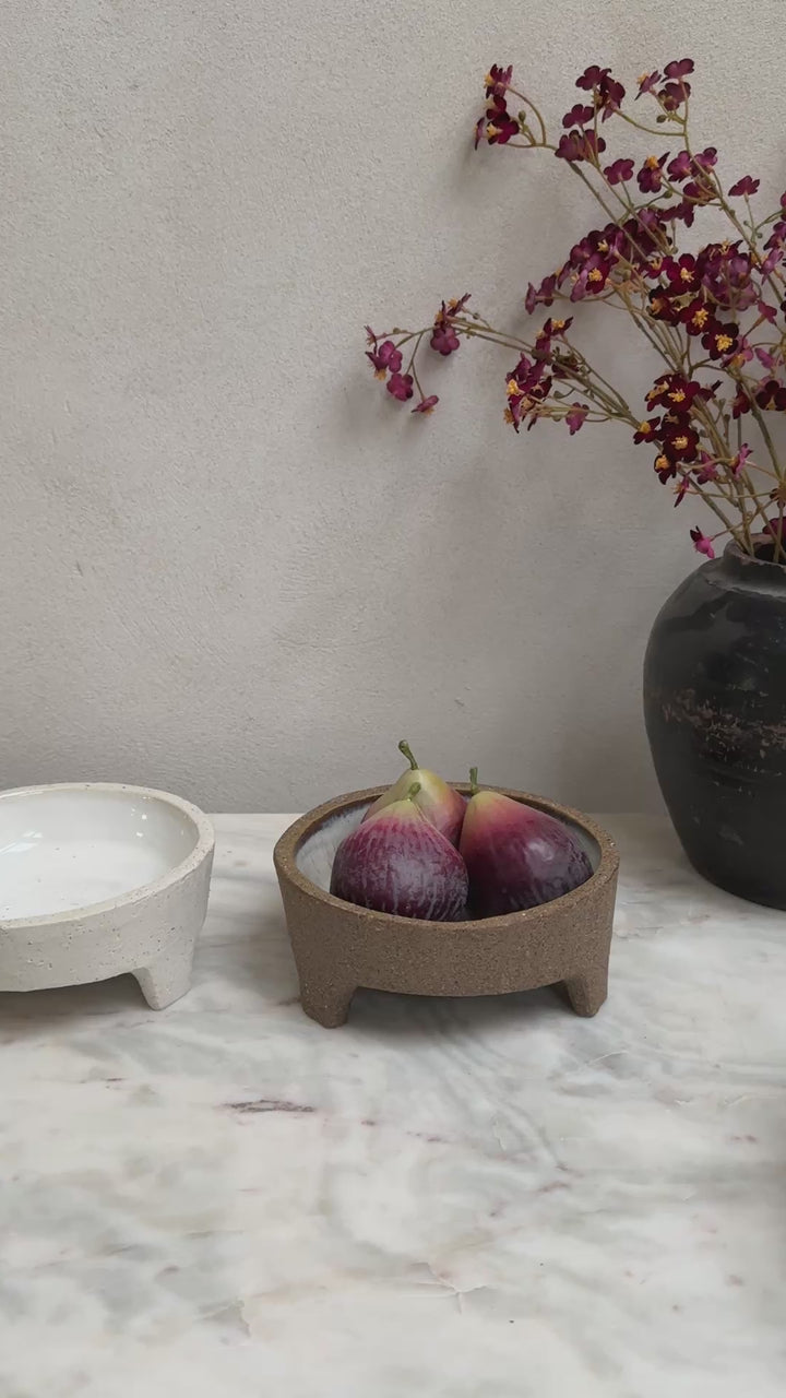 Stoneware bowl with glazed interior