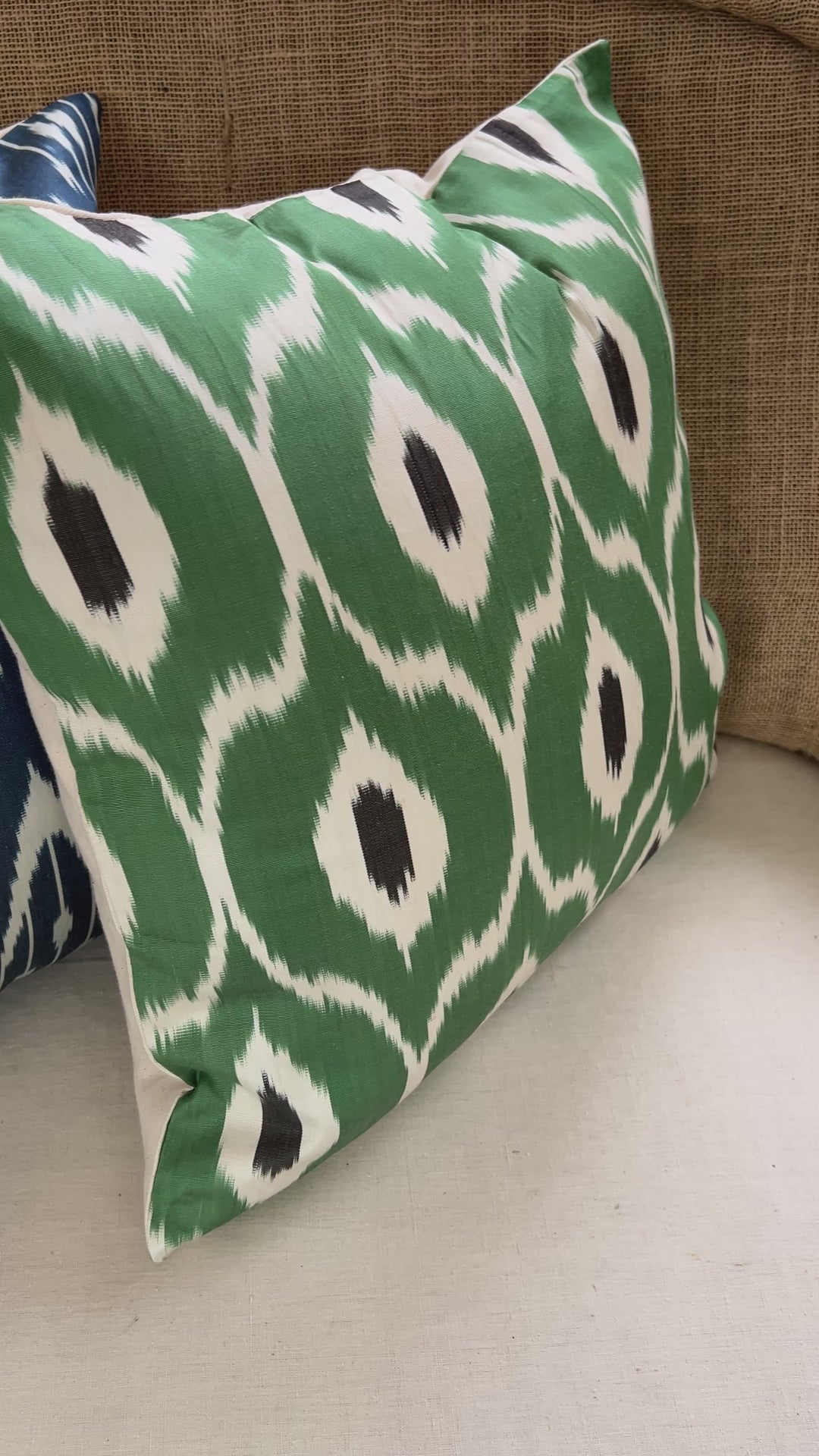 Ikat silk cushion | Shoyi green