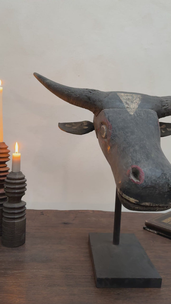 Antique Cow Head Sculpture