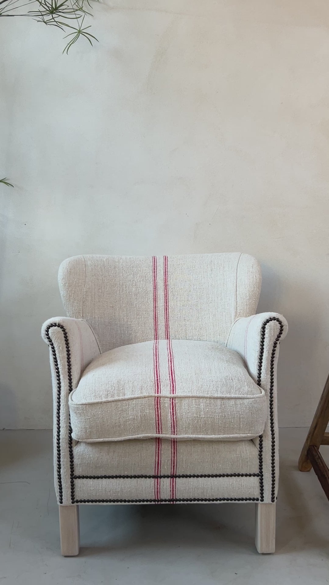 French Grain Sack Linen Armchair No:3