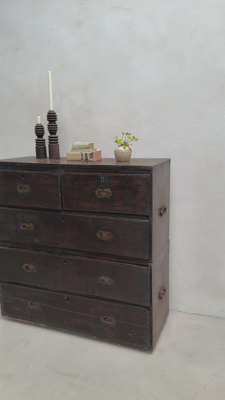 Antique Campaign Chest of Drawers Jasper