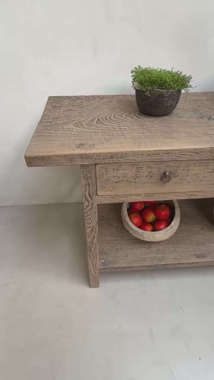 Extra Large Antique Elm Console Table | Bexley
