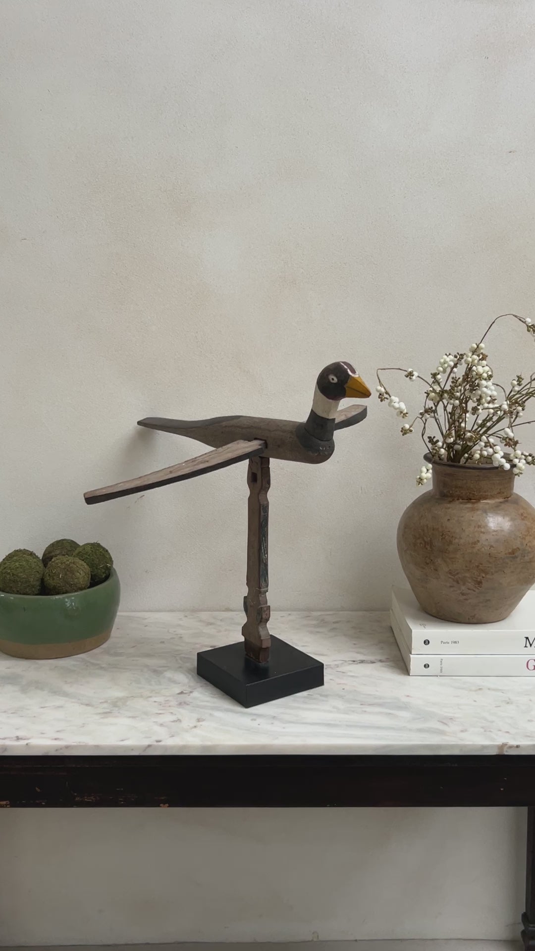 Rustic Wooden Bird On Stand | Panuta