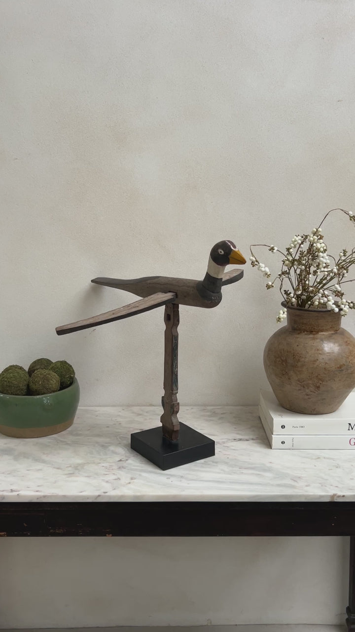 Rustic Wooden Bird On Stand | Panuta