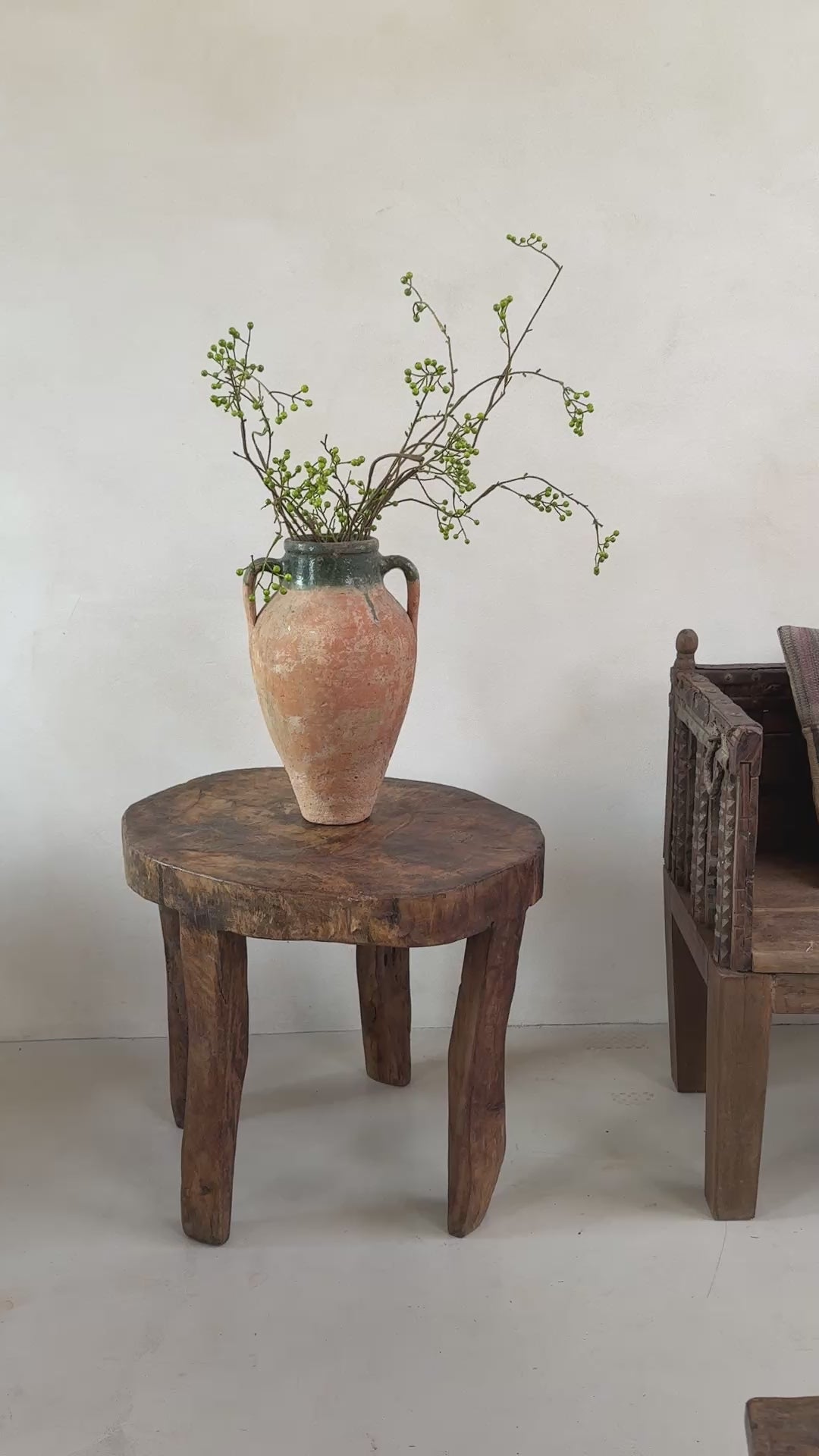 Large Antique Hand Carved Tree Stump Side Tables