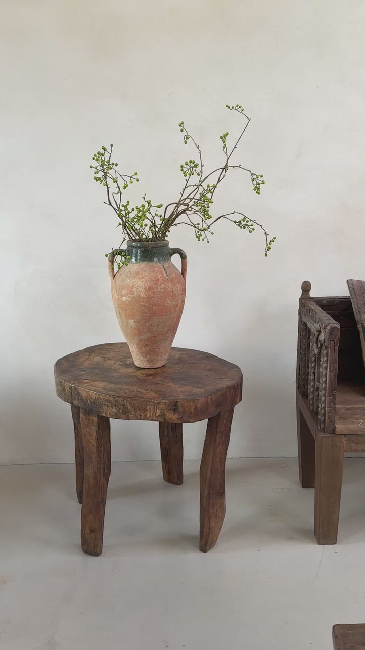 Large Antique Hand Carved Tree Stump Side Tables