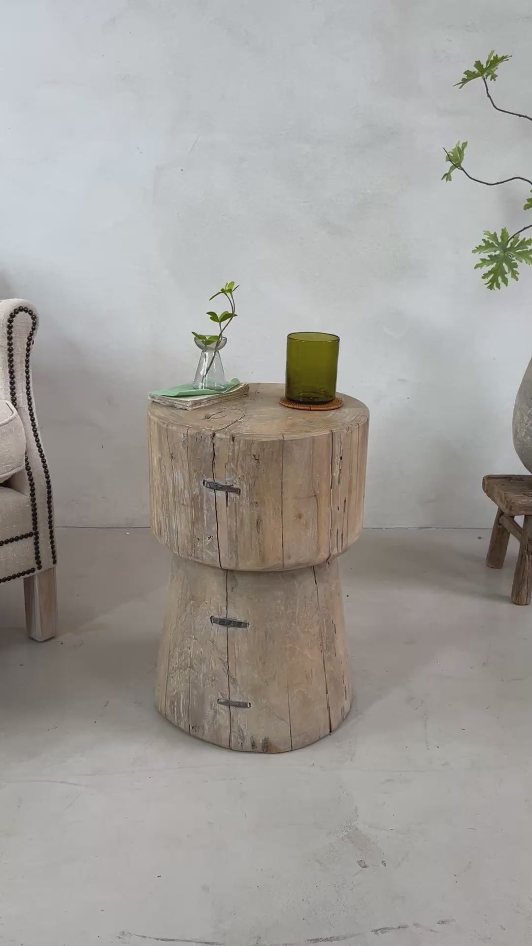 Reclaimed Wood Round Side Table | Gracie