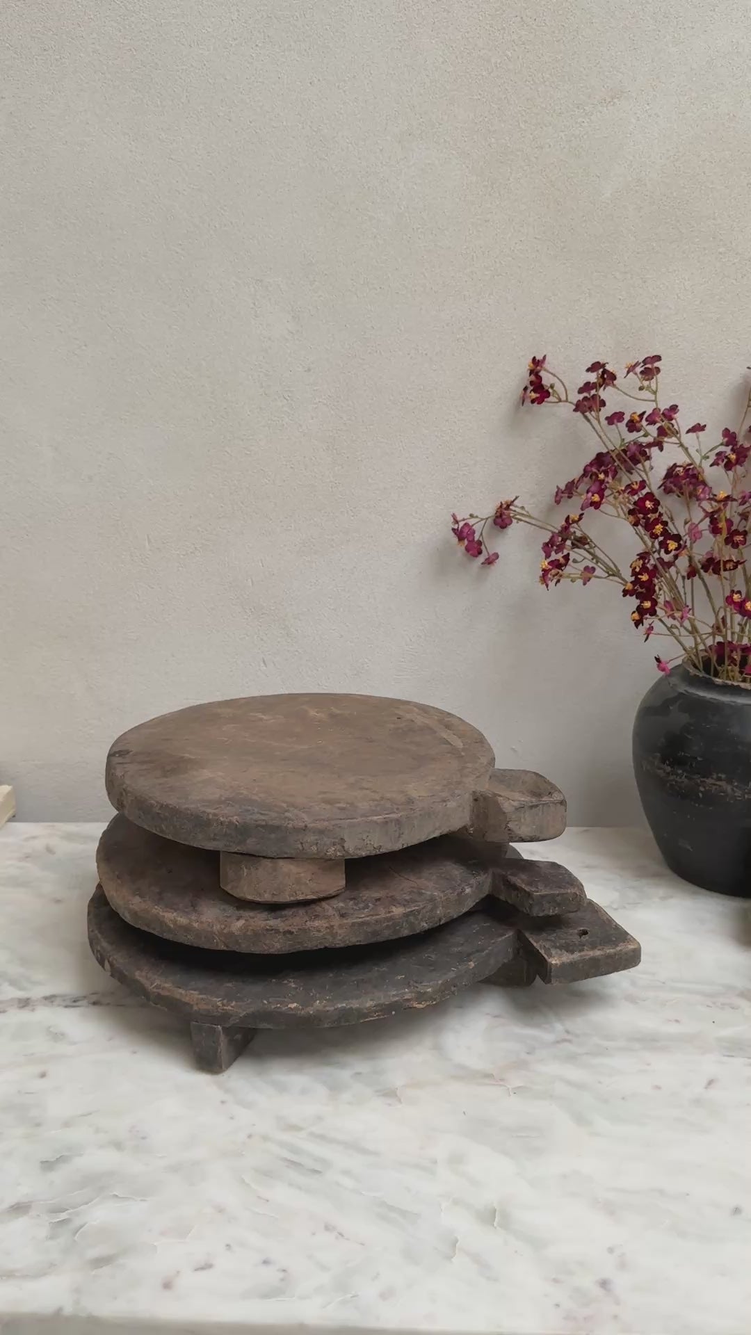 Antique wooden chapati plate