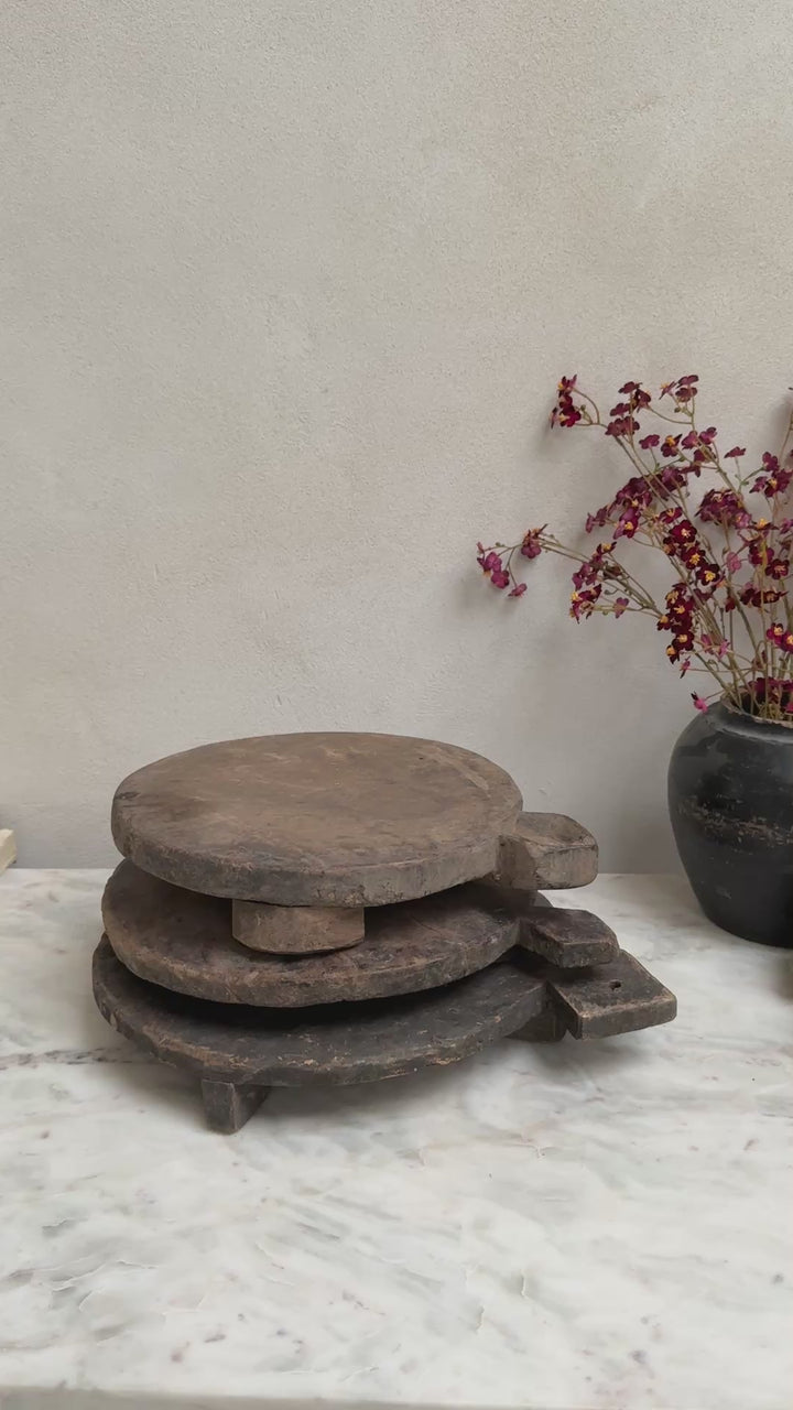 Antique wooden chapati plate
