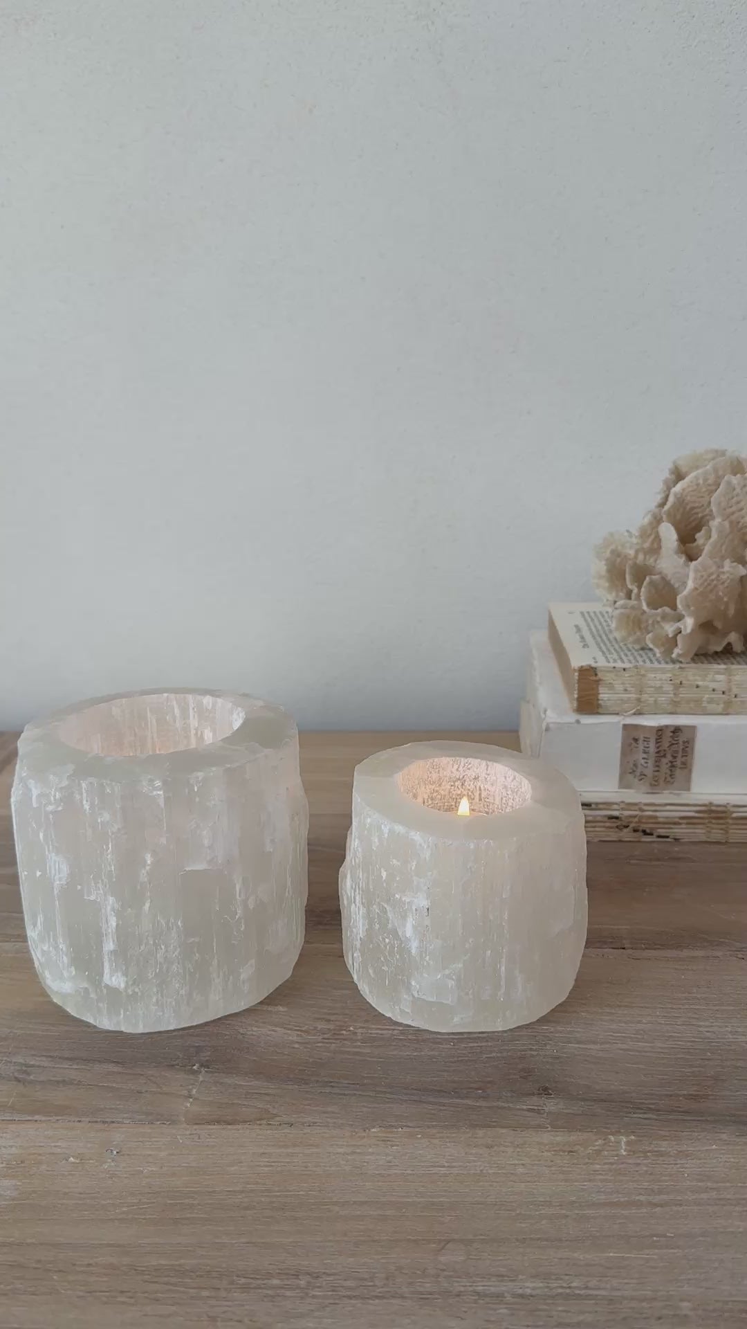 Ivory Selenite Tealight Holder
