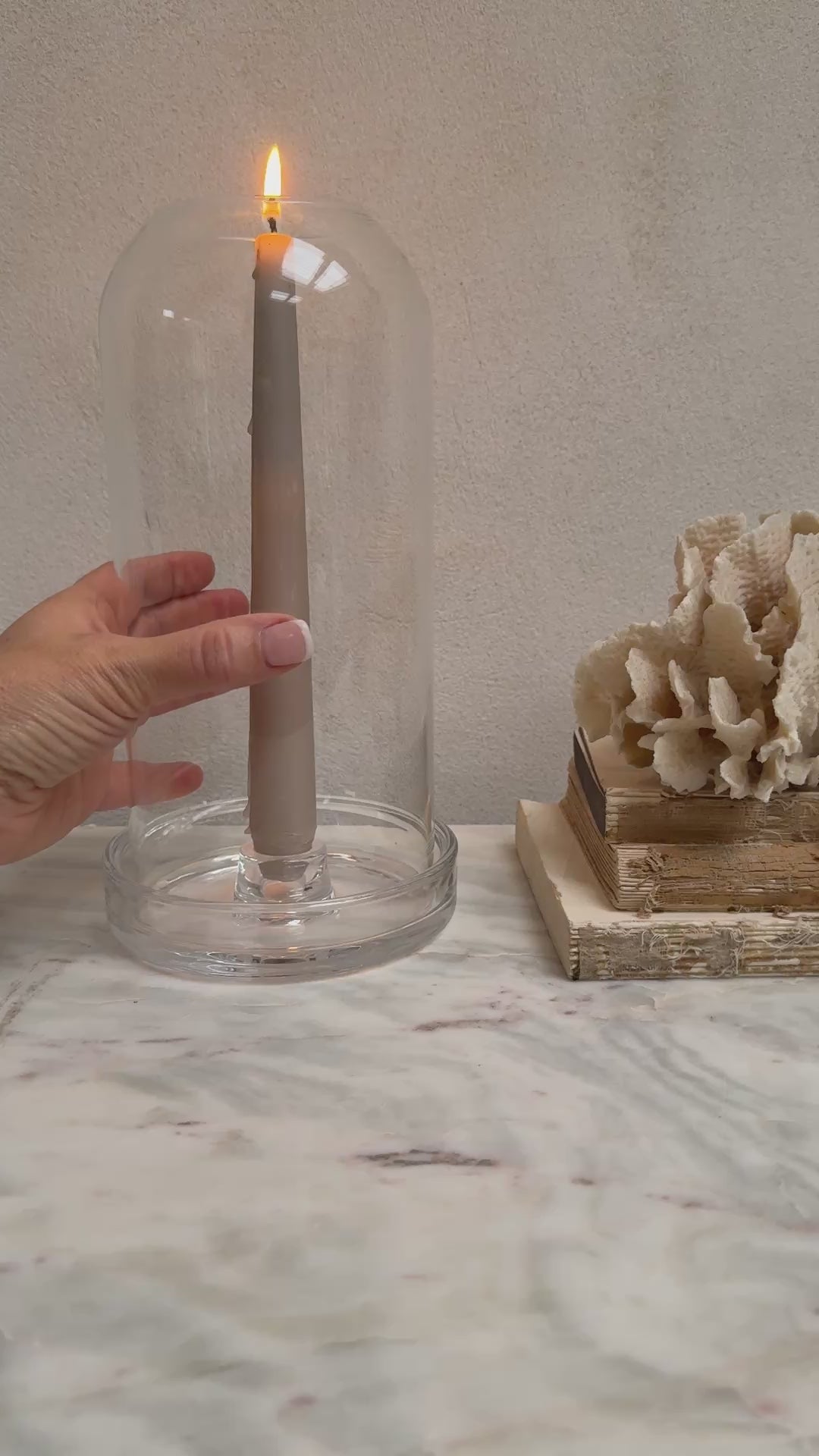 Glass storm lantern for dinner candle